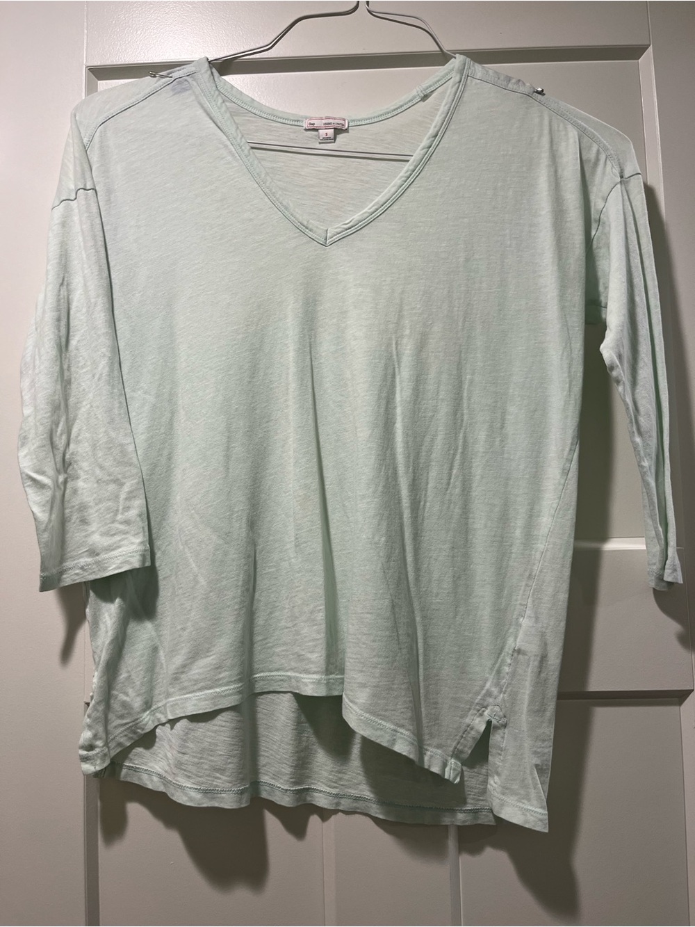 GAP Light Mint V-Neck Long Sleeve Tee